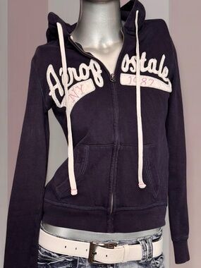 Aeropostale Y2K Navy Zip Hoodie